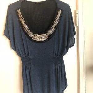 kld signature - blue scoop neck top